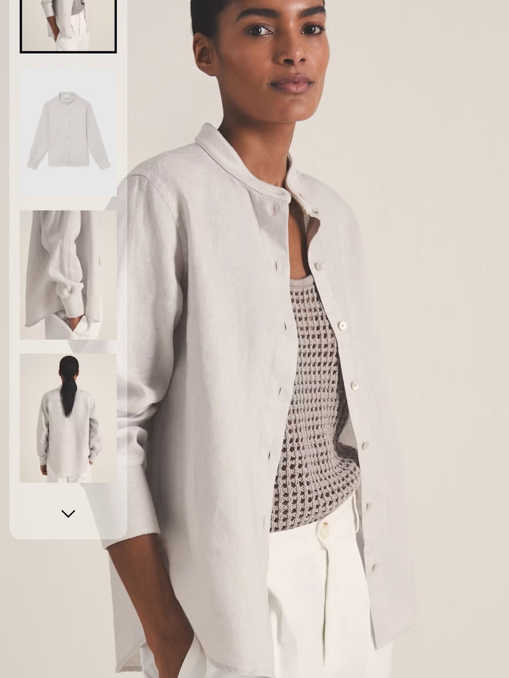 Reiss Light Gray Button-Front Women's Linen Jacket size XL
